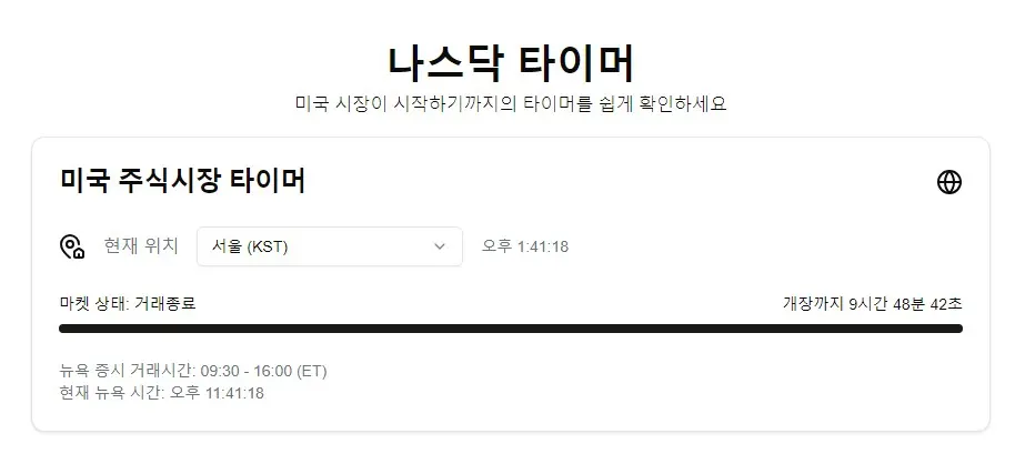 미국 주식 시간 확인하는 필수 도구, 나스닥 타이머 사용 후기 및 활용법 ?